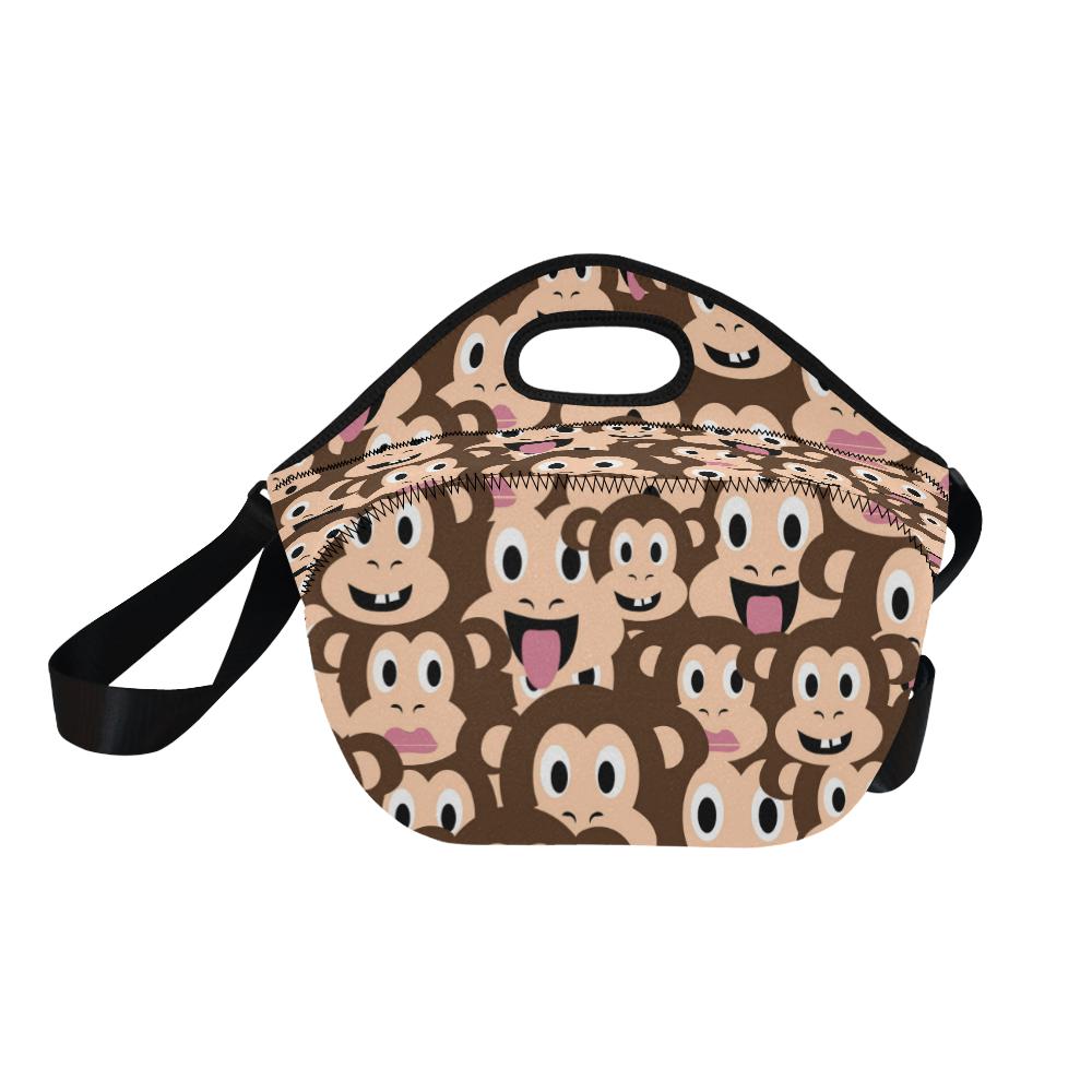 Emoji Monkey Print Pattern Neoprene Lunch Bag (Model 1669)(Large)-JTAMIGO.COM