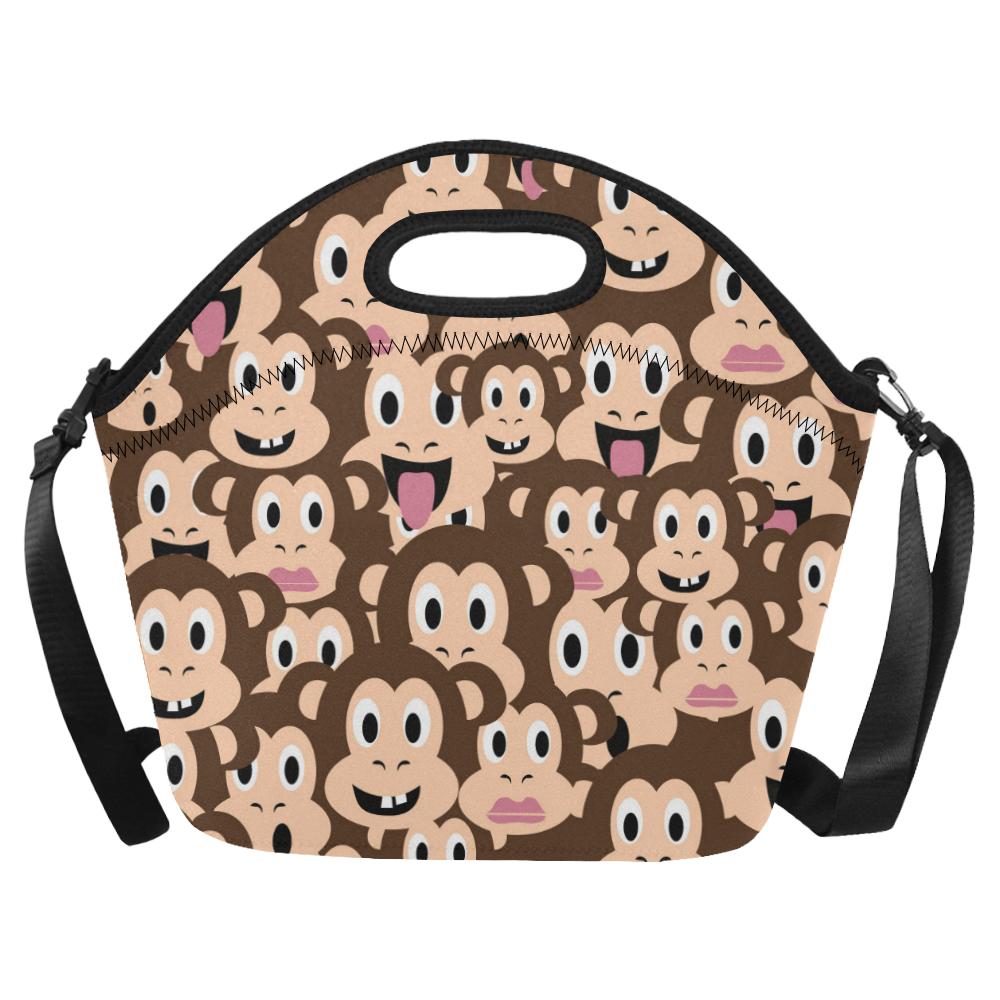 Emoji Monkey Print Pattern Neoprene Lunch Bag (Model 1669)(Large)-JTAMIGO.COM