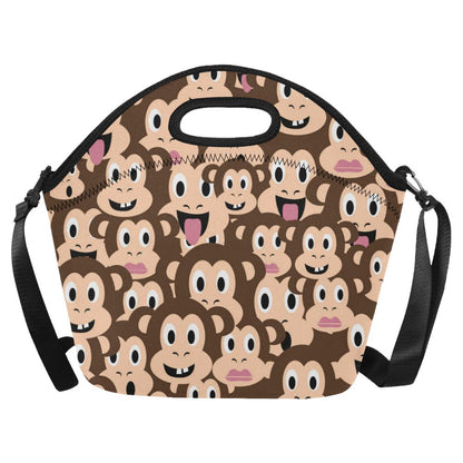 Emoji Monkey Print Pattern Neoprene Lunch Bag (Model 1669)(Large)-JTAMIGO.COM