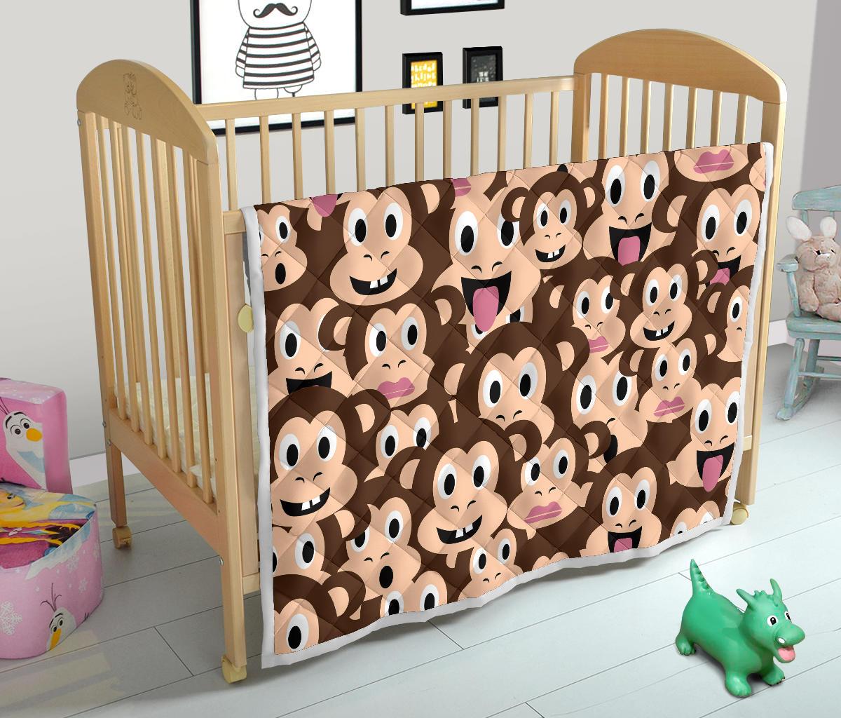 Emoji Monkey Print Pattern Premium Quilt-JTAMIGO.COM