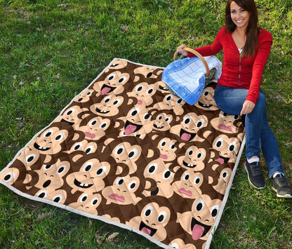 Emoji Monkey Print Pattern Premium Quilt-JTAMIGO.COM