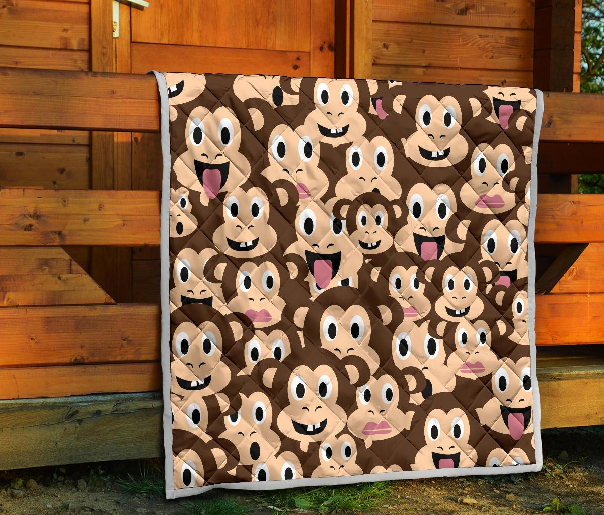 Emoji Monkey Print Pattern Premium Quilt-JTAMIGO.COM