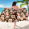 Emoji Monkey Print Pattern Sarong Pareo Wrap