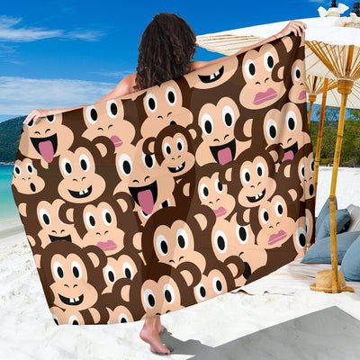 Emoji Monkey Print Pattern Sarong Pareo Wrap