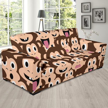 Emoji Monkey Print Pattern Sofa Slipcover-JTAMIGO.COM