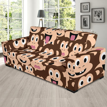 Emoji Monkey Print Pattern Sofa Slipcover-JTAMIGO.COM
