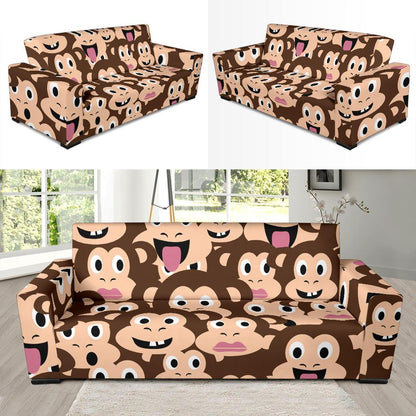 Emoji Monkey Print Pattern Sofa Slipcover-JTAMIGO.COM