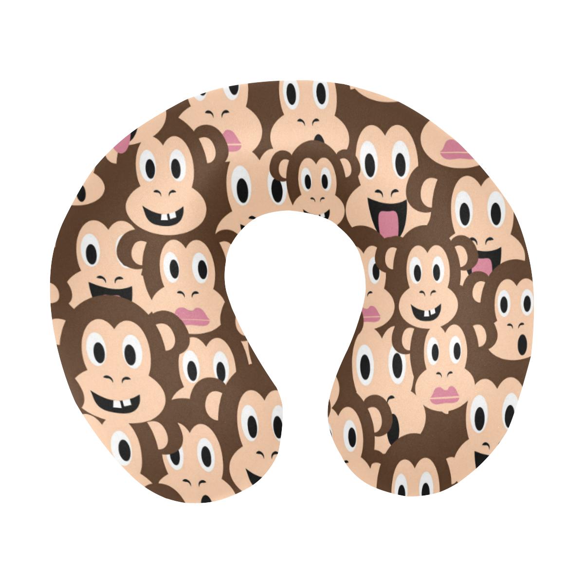 Emoji Monkey Print Pattern U-Shaped Travel Neck Pillow-JTAMIGO.COM