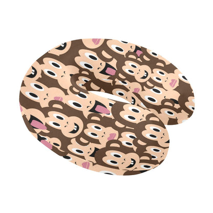 Emoji Monkey Print Pattern U-Shaped Travel Neck Pillow-JTAMIGO.COM