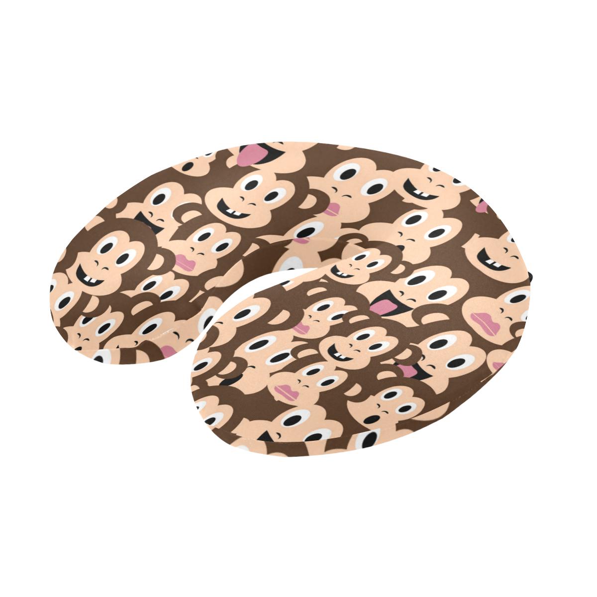 Emoji Monkey Print Pattern U-Shaped Travel Neck Pillow-JTAMIGO.COM