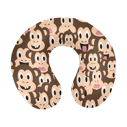 Emoji Monkey Print Pattern U-Shaped Travel Neck Pillow-JTAMIGO.COM