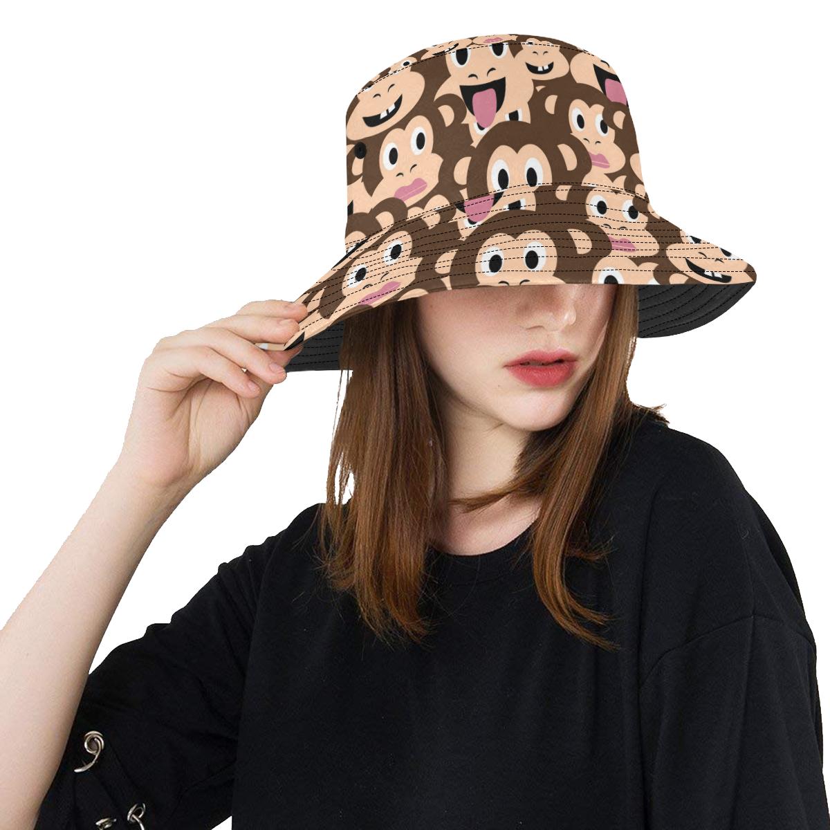 Emoji Monkey Print Pattern Unisex Bucket Hat