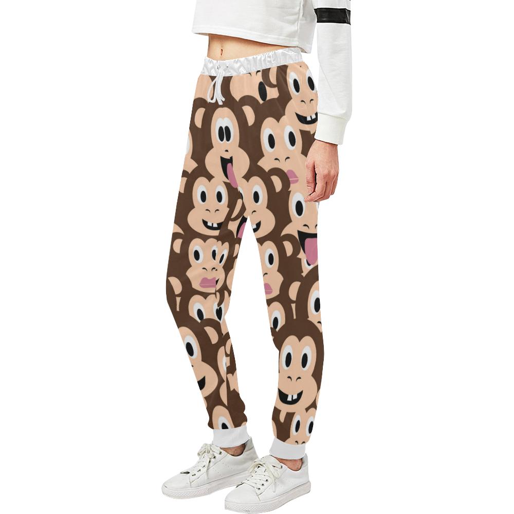 Emoji Monkey Print Pattern Unisex Casual Sweatpants (Model L11)-JTAMIGO.COM