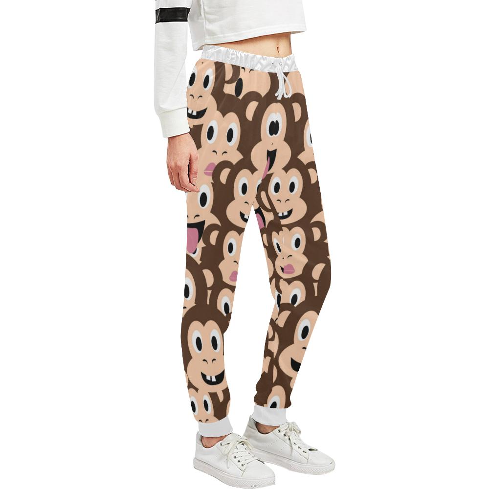 Emoji Monkey Print Pattern Unisex Casual Sweatpants (Model L11)-JTAMIGO.COM