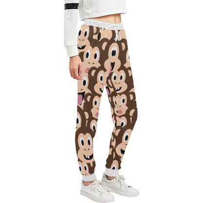 Emoji Monkey Print Pattern Unisex Casual Sweatpants (Model L11)-JTAMIGO.COM