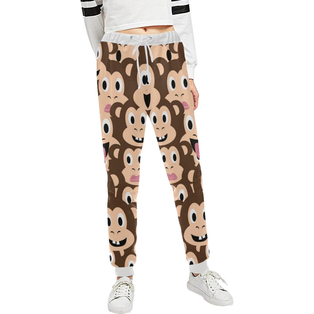 Emoji Monkey Print Pattern Unisex Casual Sweatpants (Model L11)-JTAMIGO.COM