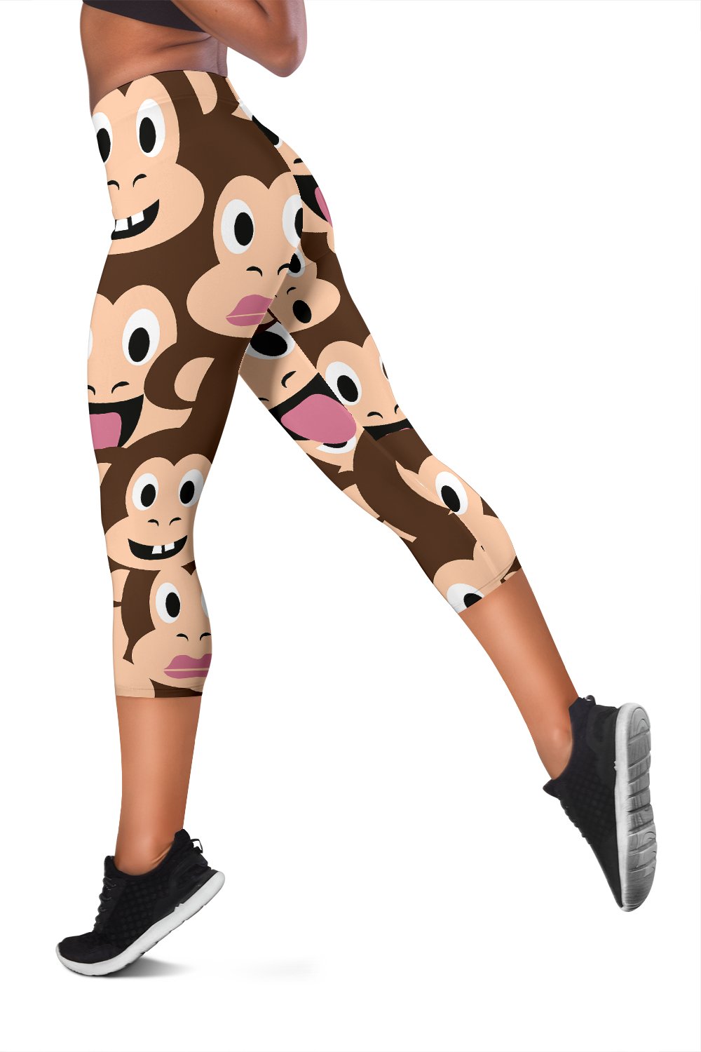 Emoji Monkey Print Pattern Women Capris