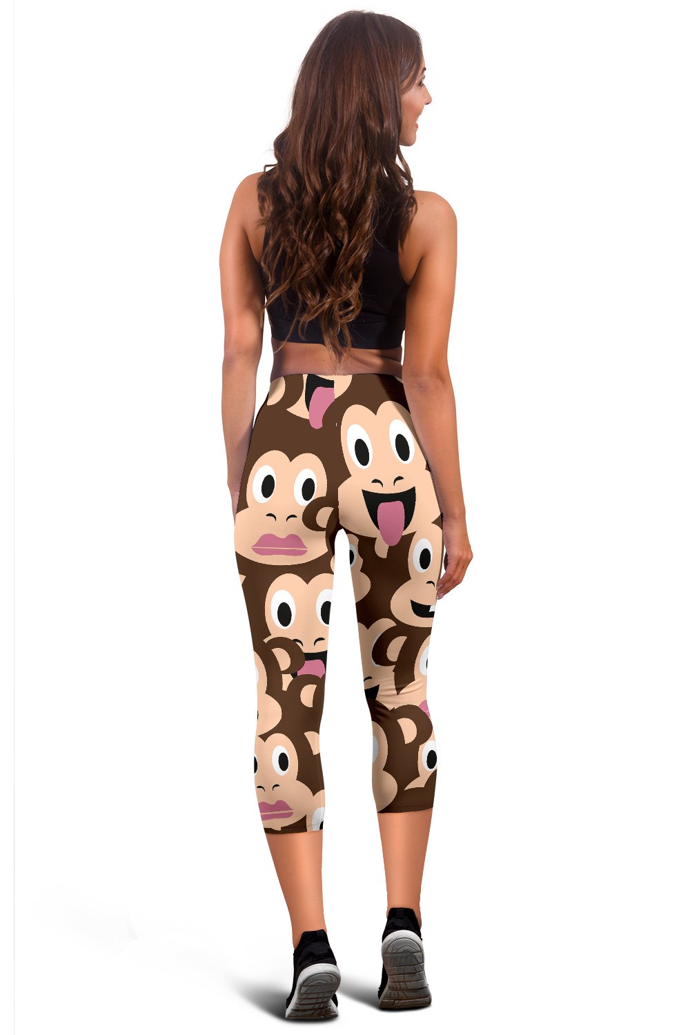 Emoji Monkey Print Pattern Women Capris