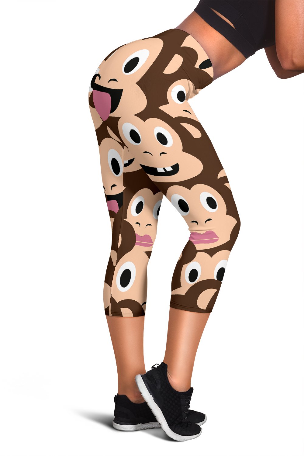 Emoji Monkey Print Pattern Women Capris