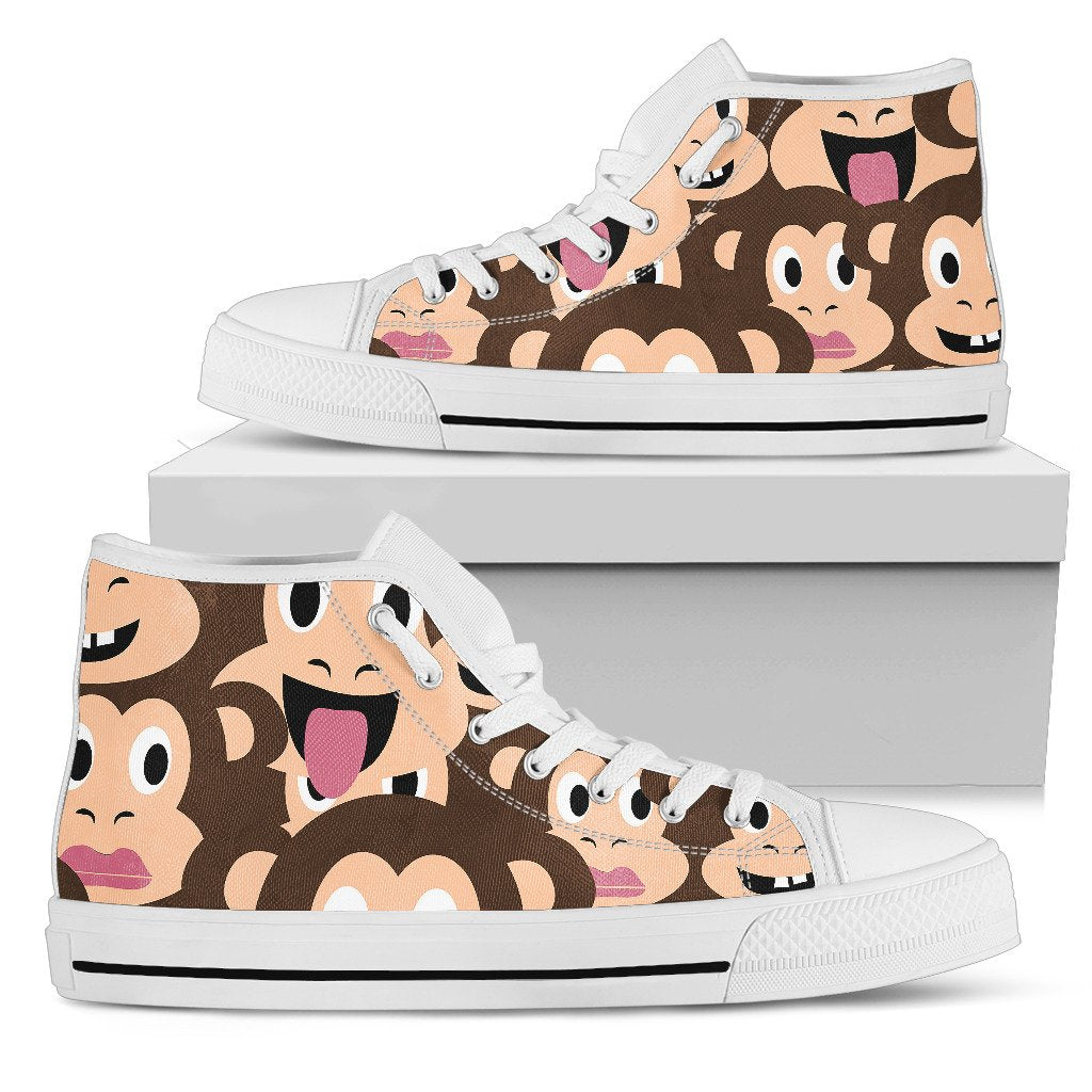 Emoji Monkey Print Pattern Women High Top Shoes