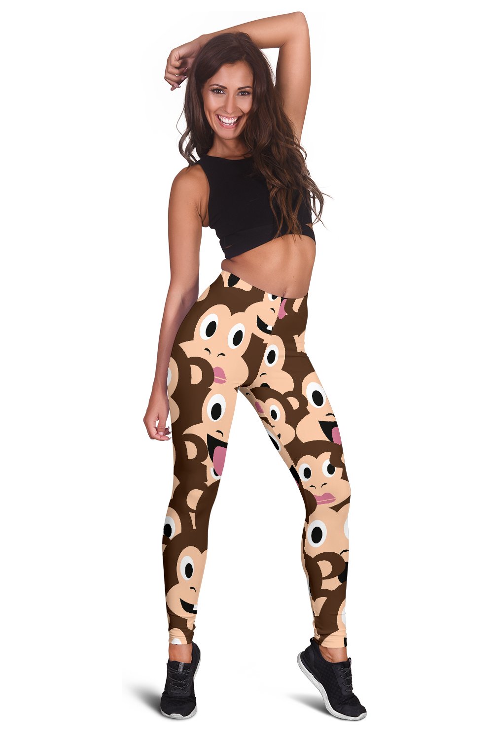 Emoji Monkey Print Pattern Women Leggings