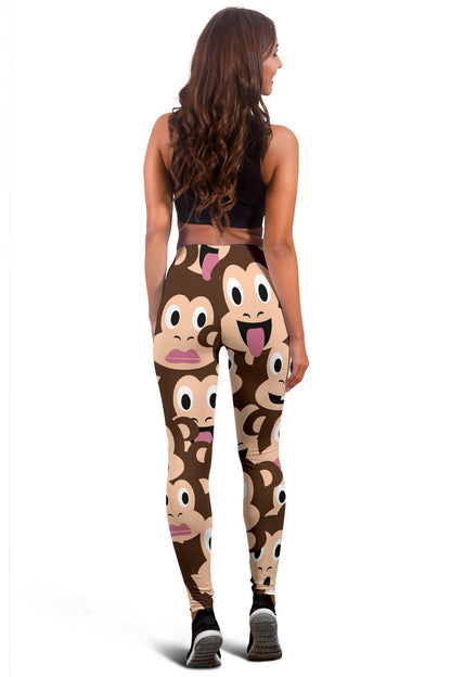 Emoji Monkey Print Pattern Women Leggings