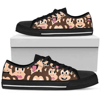 Emoji Monkey Print Pattern Women Low Top Shoes