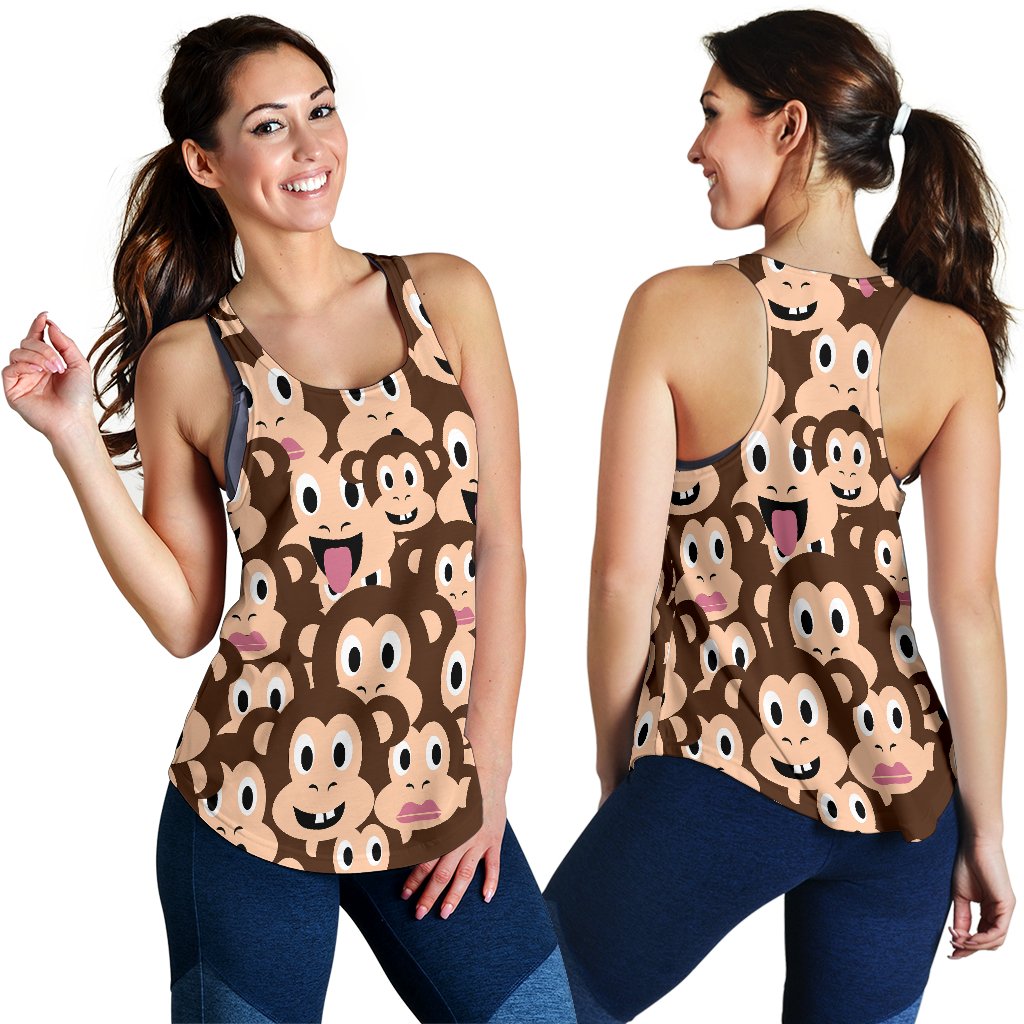 Emoji Monkey Print Pattern Women Racerback Tank Top