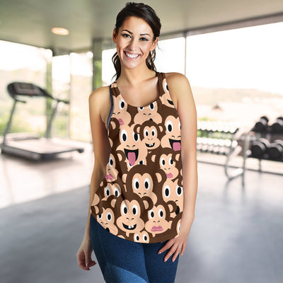 Emoji Monkey Print Pattern Women Racerback Tank Top