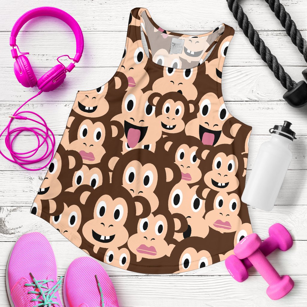 Emoji Monkey Print Pattern Women Racerback Tank Top