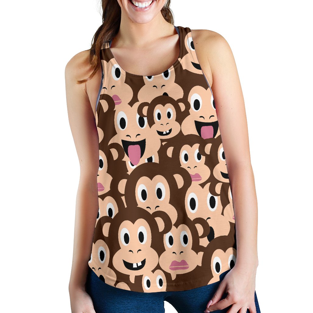 Emoji Monkey Print Pattern Women Racerback Tank Top