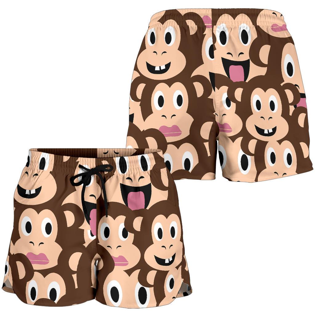 Emoji Monkey Print Pattern Women Shorts-JTAMIGO.COM