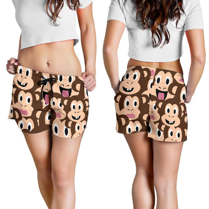 Emoji Monkey Print Pattern Women Shorts-JTAMIGO.COM