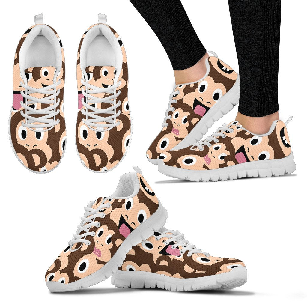 Emoji Monkey Print Pattern Women Sneakers Shoes