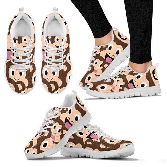 Emoji Monkey Print Pattern Women Sneakers Shoes