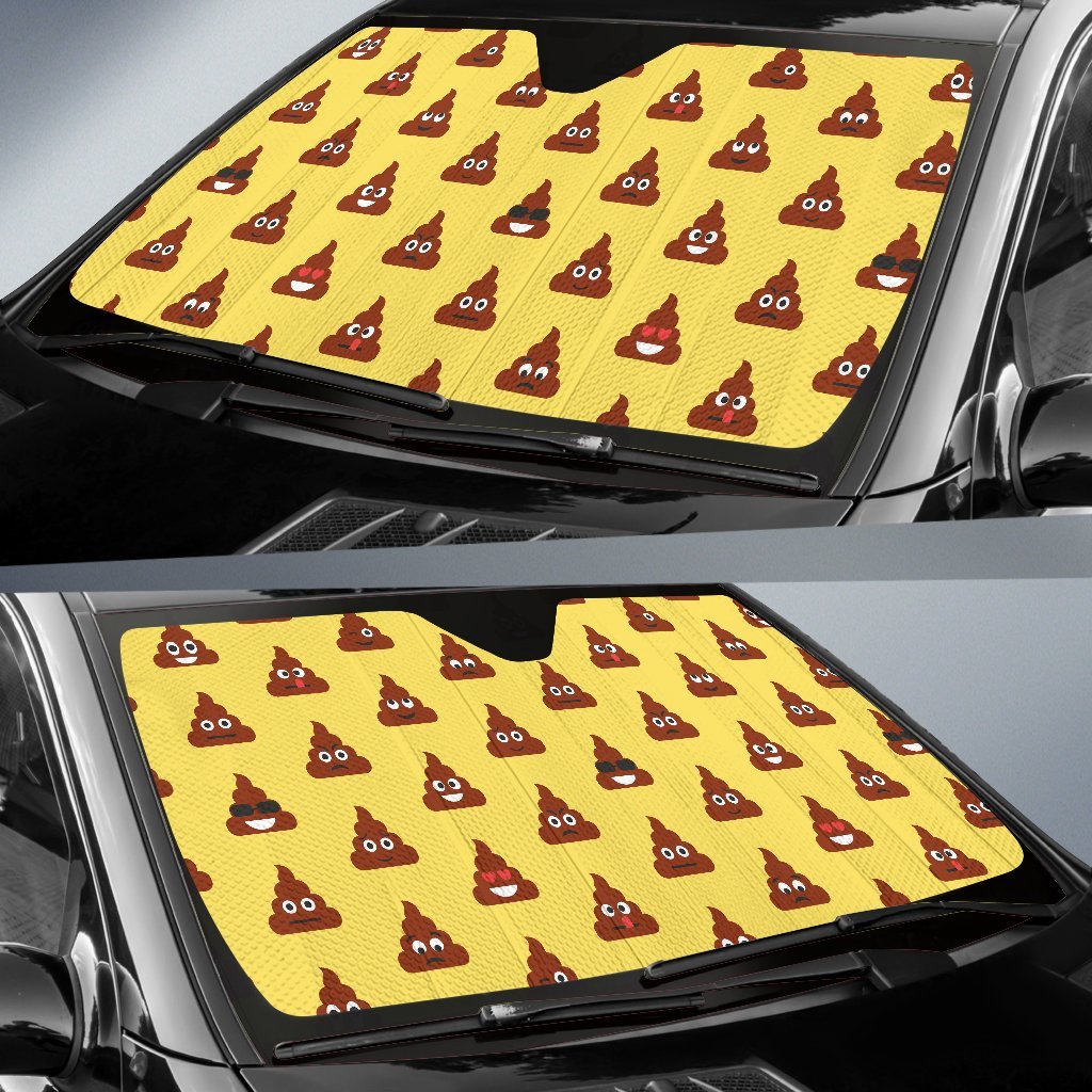 Emoji Poop Print Pattern Car Sun Shade For Windshield
