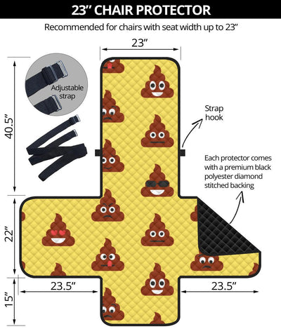 Emoji Poop Print Pattern Chair Protector-JTAMIGO.COM