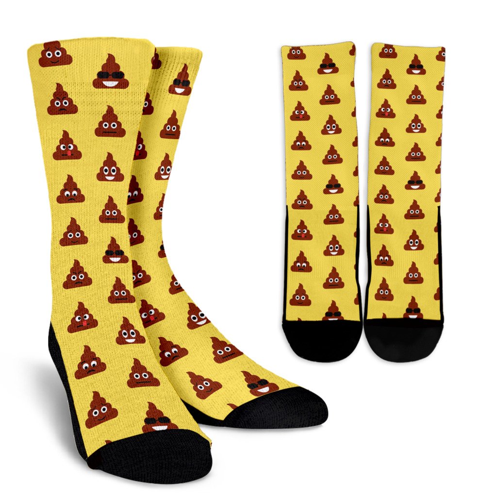 Emoji Poop Print Pattern Crew Socks