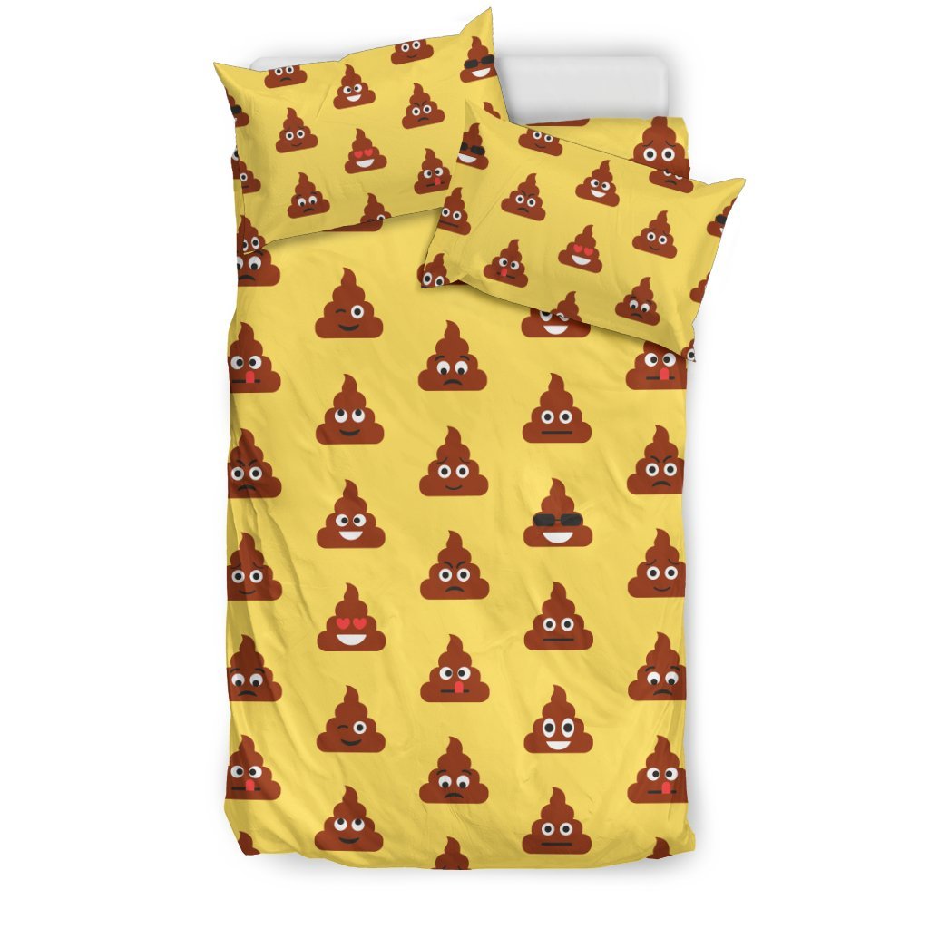 Emoji Poop Print Pattern Duvet Cover Bedding Set