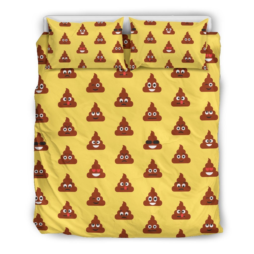 Emoji Poop Print Pattern Duvet Cover Bedding Set