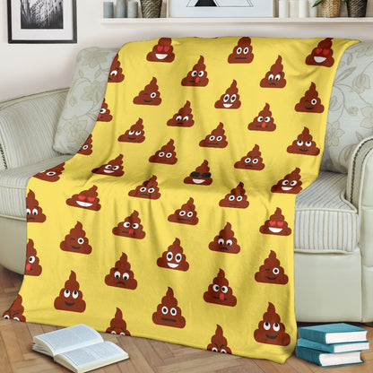 Emoji Poop Print Pattern Fleece Blanket