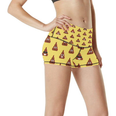 Emoji Poop Print Pattern High Waisted Spandex Shorts-JTAMIGO.COM