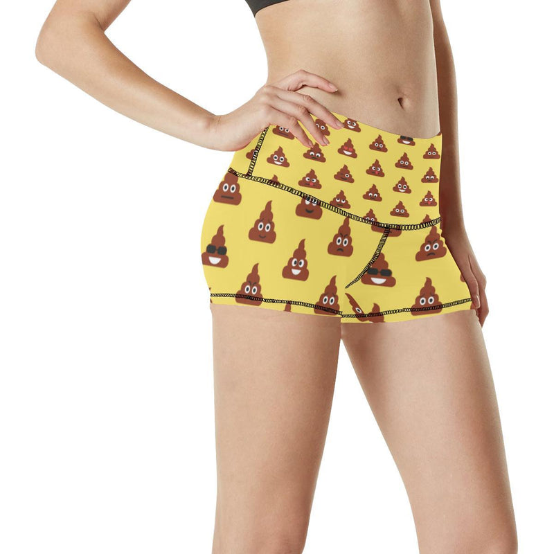 Emoji Poop Print Pattern High Waisted Spandex Shorts-JTAMIGO.COM