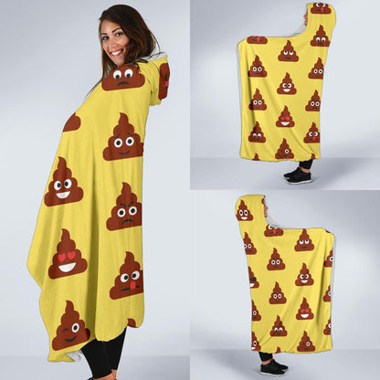 Emoji Poop Print Pattern Hooded Blanket-JTAMIGO.COM