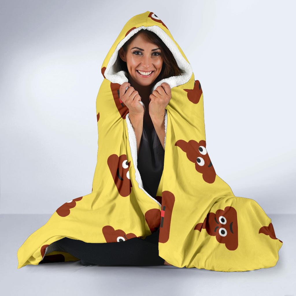 Emoji Poop Print Pattern Hooded Blanket-JTAMIGO.COM