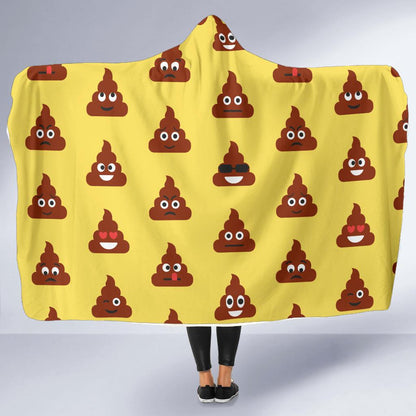 Emoji Poop Print Pattern Hooded Blanket-JTAMIGO.COM