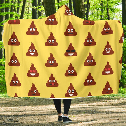 Emoji Poop Print Pattern Hooded Blanket-JTAMIGO.COM