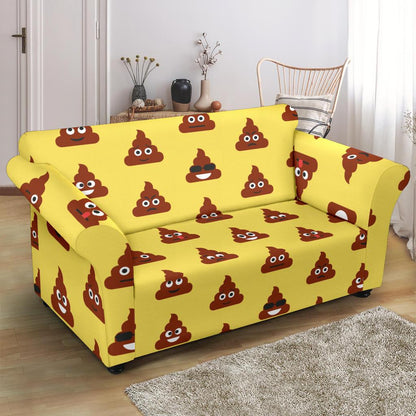 Emoji Poop Print Pattern Loveseat Slipcover-JTAMIGO.COM