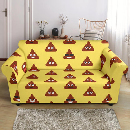 Emoji Poop Print Pattern Loveseat Slipcover-JTAMIGO.COM