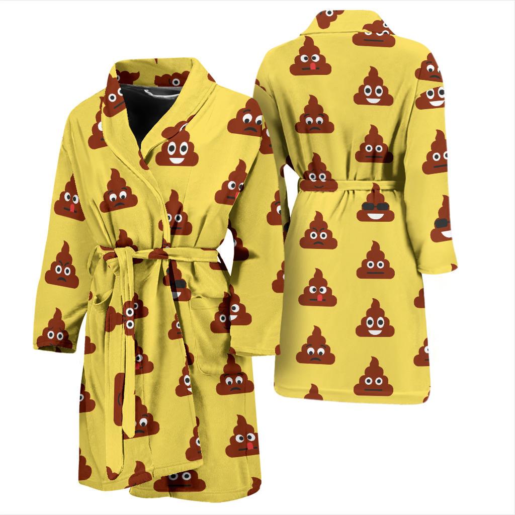 Emoji Poop Print Pattern Men Bath Robe-JTAMIGO.COM